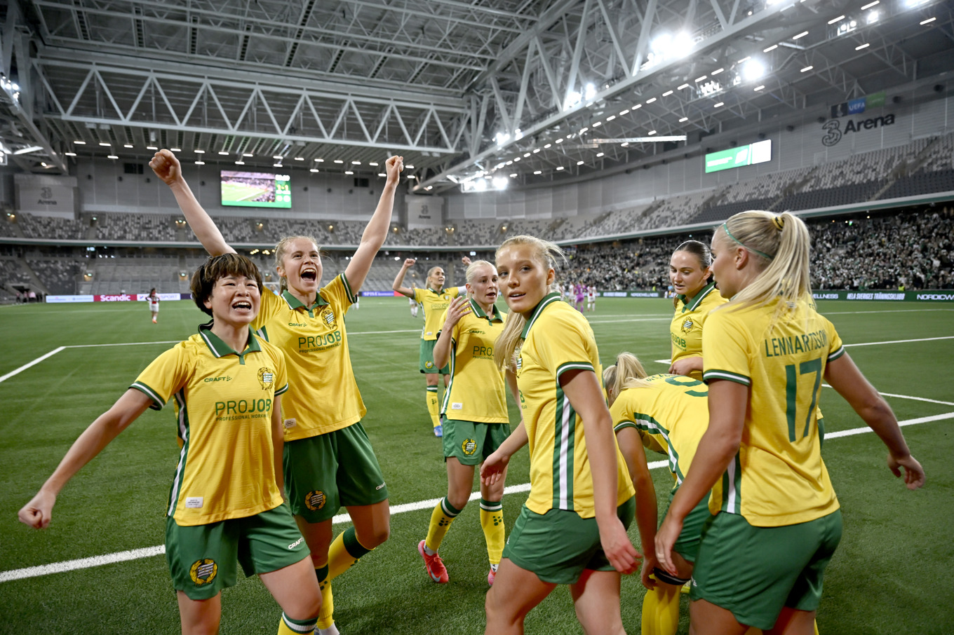 Hammarbyjubel hemma mot Ajax i Europa Cup. Foto: Pontus Lundahl/TT