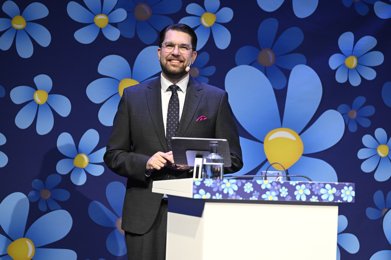 Partiledare Jimmie Åkesson under Sverigedemokraternas landsdagar 2023. Foto: Jessica Gow/TT