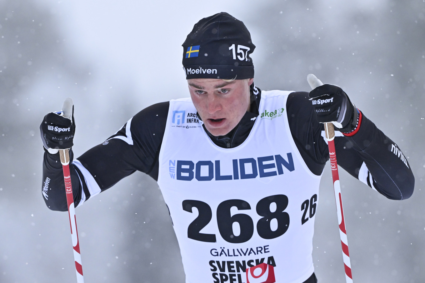 Alvar Myhlback under herrarnas 10 km klassiskt vid Sverigepremiären i Gällivare den gångna helgen. Foto: Ulf Palm/TT