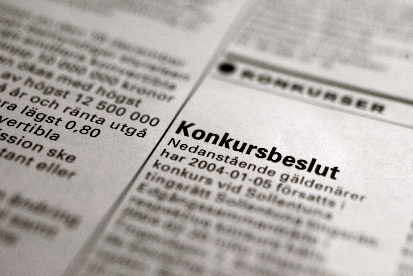 Antalet konkurser minskade i november. Arkivbild. Foto: Jessica Gow/TT