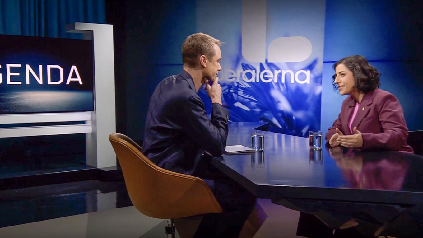 Simona Mohamsson (L) i SVT:s Agenda. Foto: SVT