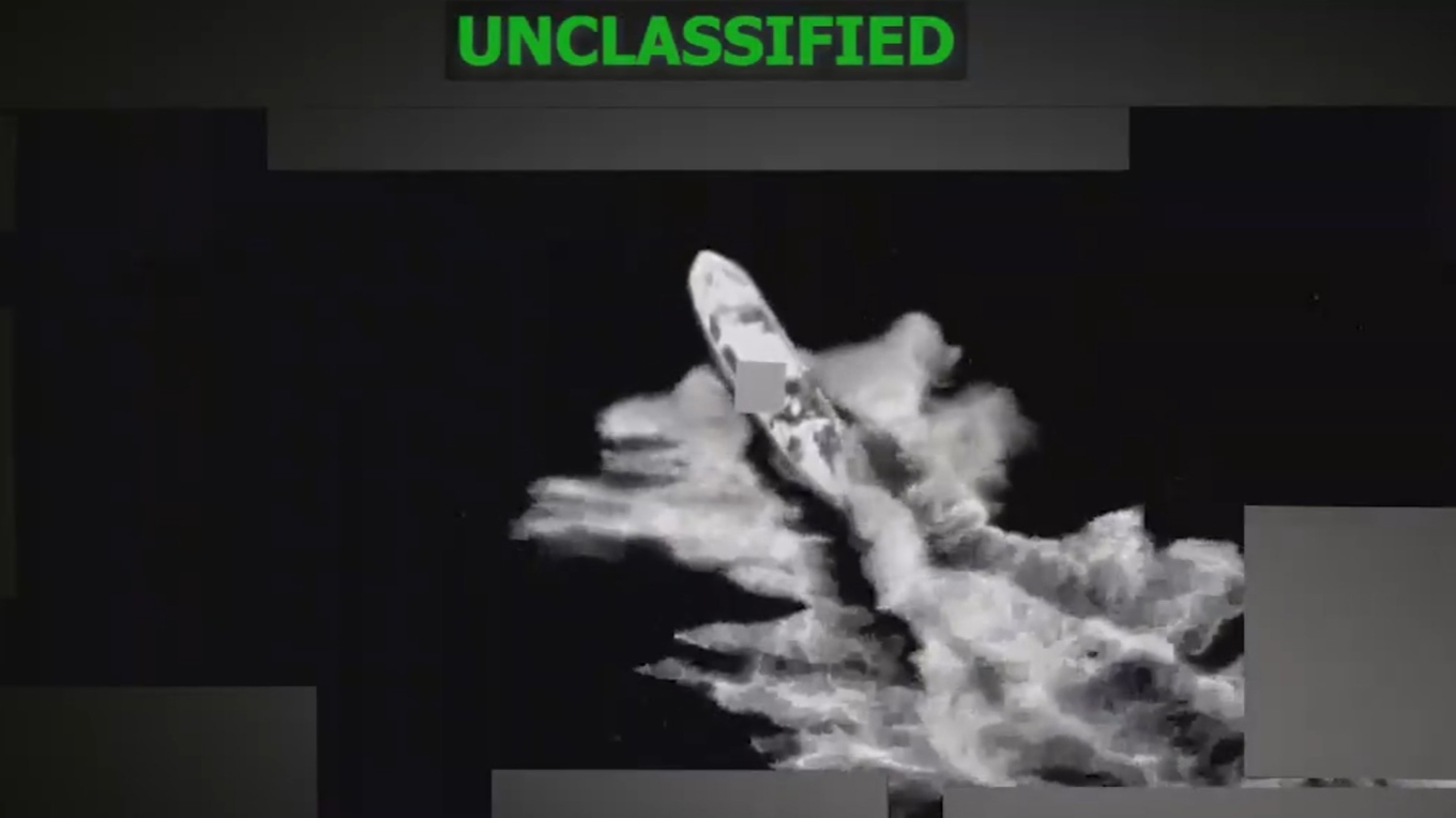 En båt attackeras. Foto: Southcom/Skärmdump