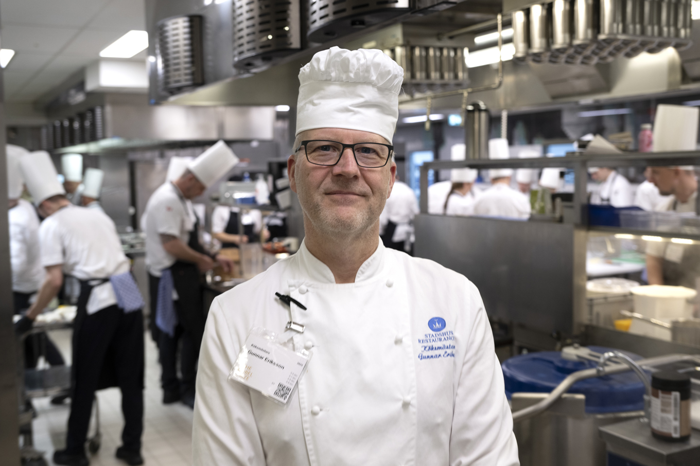 Köksmästare Gunnar Eriksson gör sin 21:a Nobelbankett. Foto: Anders Wiklund/TT