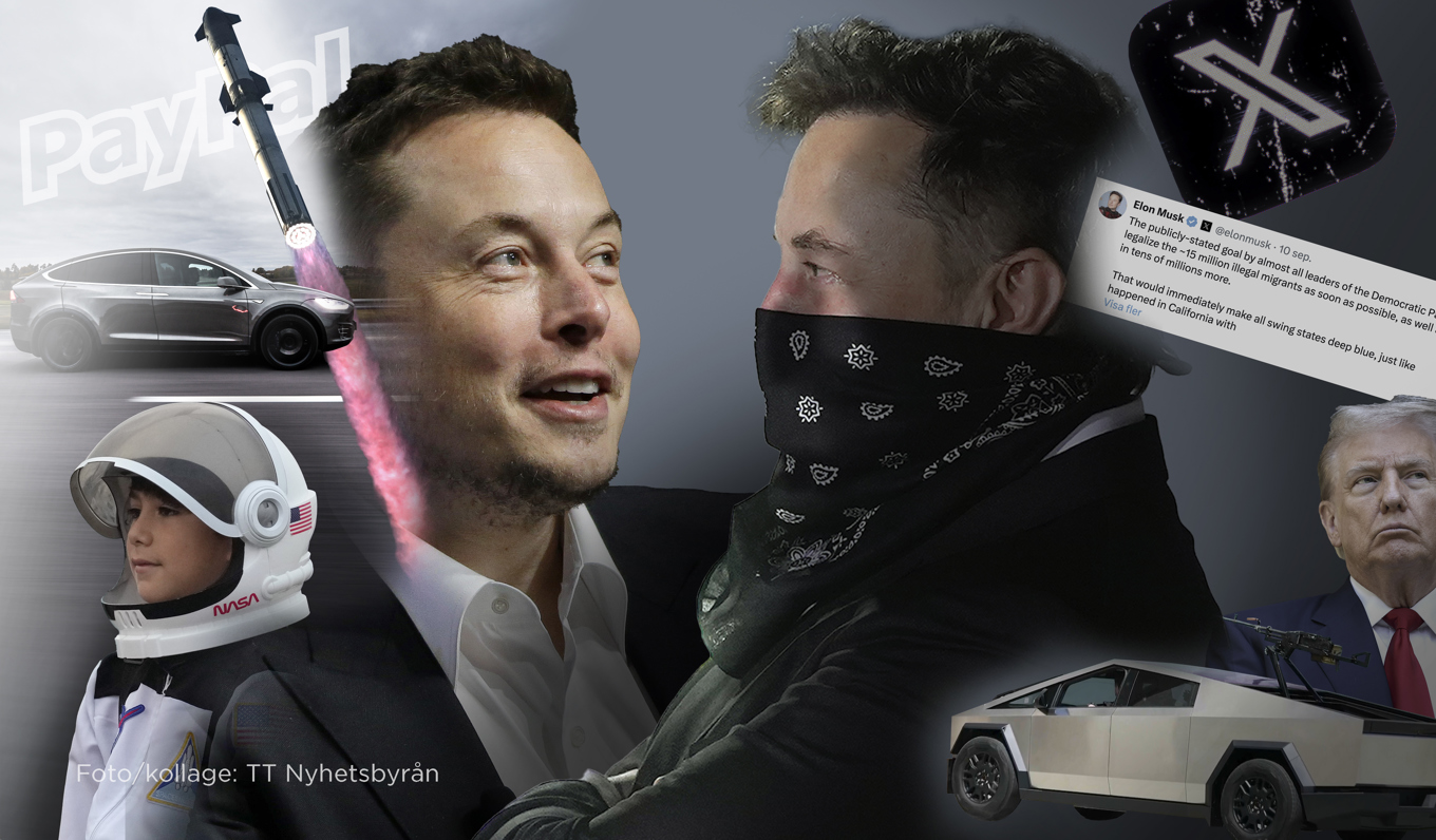 Elon Musk uppges sikta på att ta ytterligare ett av sina många bolag, Space X, till börsen. Bildmontage. Foto: Anders Humlebo