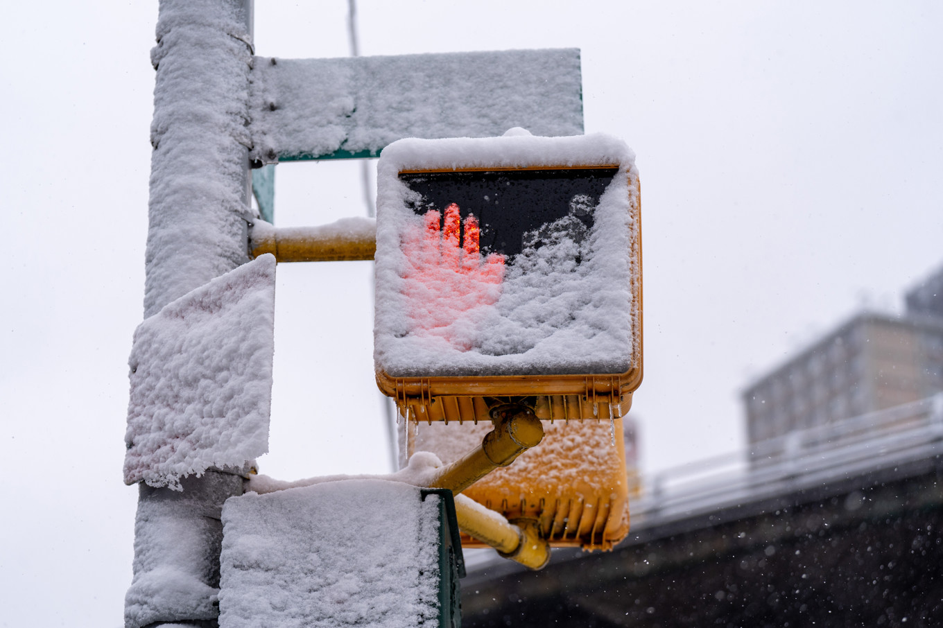 Snön väntas ställa till det i New York. Bild från tidigare i december. Foto: Adam Gray/AP/TT