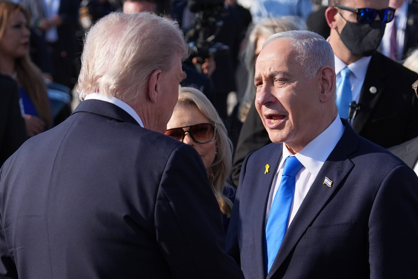 USA:s president Donald Trump och Israels premiärminister Benjamin Netanyahu vid ett möte i Tel Aviv i höstas. Foto: Evan Vucci/AP/TT