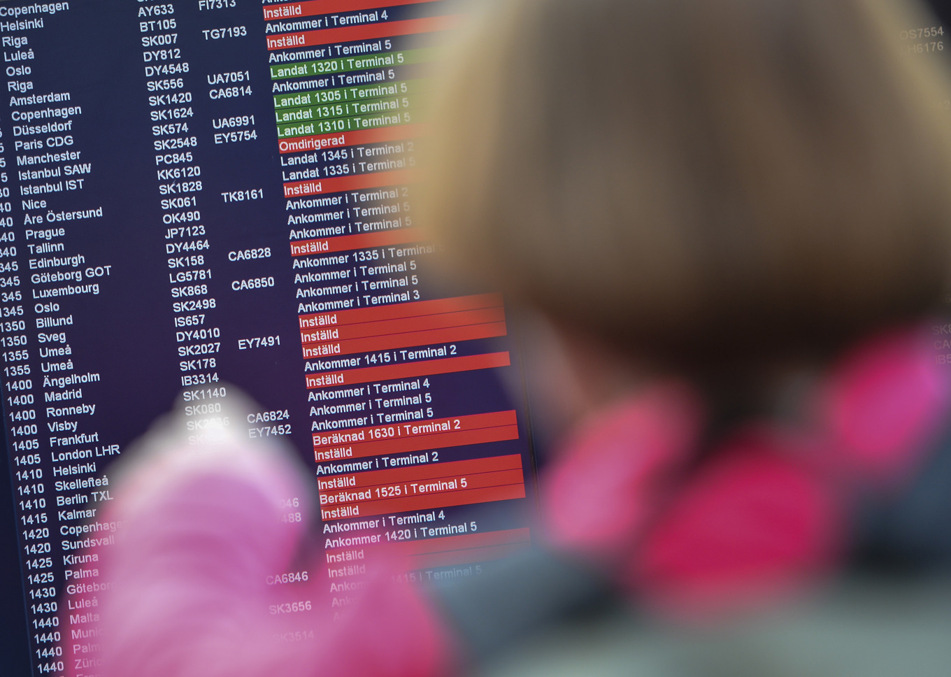 Flera avgångar från Arlanda har ställts in på grund av snöovädret. Arkivbild. Foto: Johan Nilsson/TT