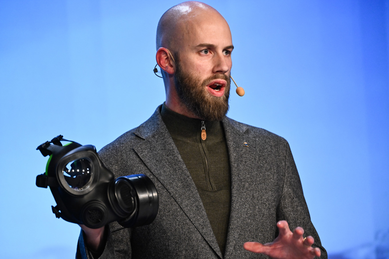 Ministern för civilt försvar, Carl-Oskar Bohlin (M), i Sälen. Foto: Henrik Montgomery/TT