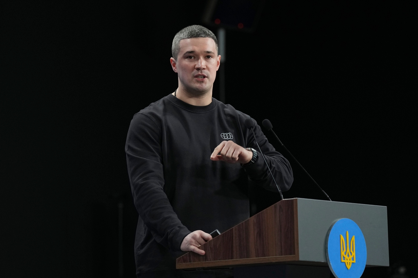 Mychajlo Fedorov, Ukrainas nya försvarsminister. Bilden är från ett forum i Kiev i februari 2024 då Fedorov var biträdande premiärminister och digitaliseringsminister. Foto: Evgeniy Maloletka/AP/TT