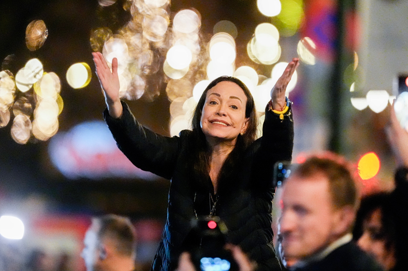 María Corina Machado när hon anlänt till Oslo, om än för sent. Foto: Lise Åserud/NTB/TT