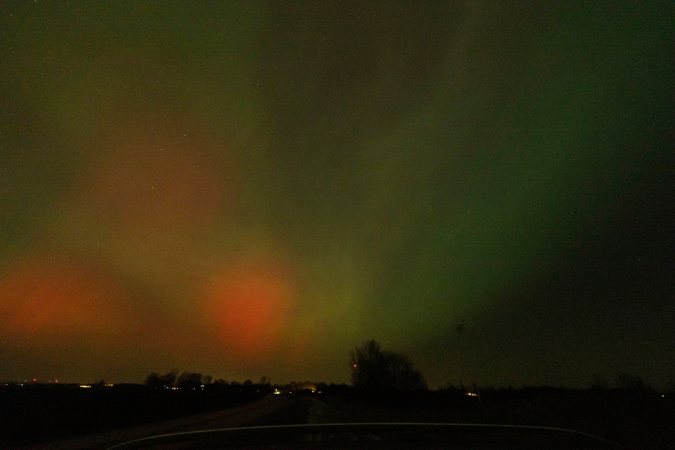 Norrsken utanför Vellinge i Skåne under måndagskvällen. Foto: Andreas Hillergren/TT