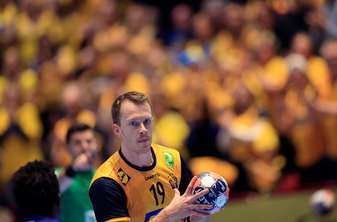Sveriges mittnia Felix Claar under handbolls-EM i Malmö. Foto: Andreas Hillergren/TT