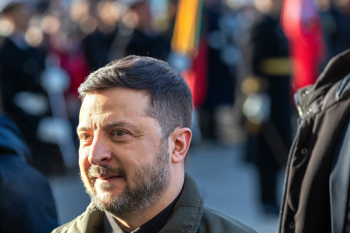 Ukrainas president Volodymyr Zelenskyj i Litauen på söndagen. Foto: Mindaugas Kulbis/AP/TT
