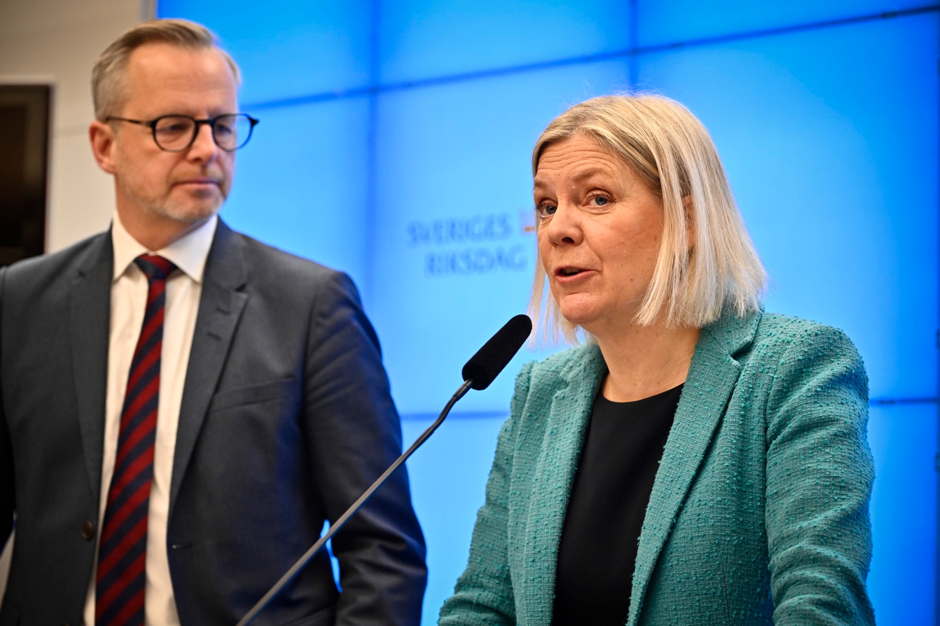 Socialdemokraternas ekonomisk-politiska talespersonen Mikael Damberg (S) och partiledare Magdalena Andersson (S) Foto: Anders Wiklund/TT