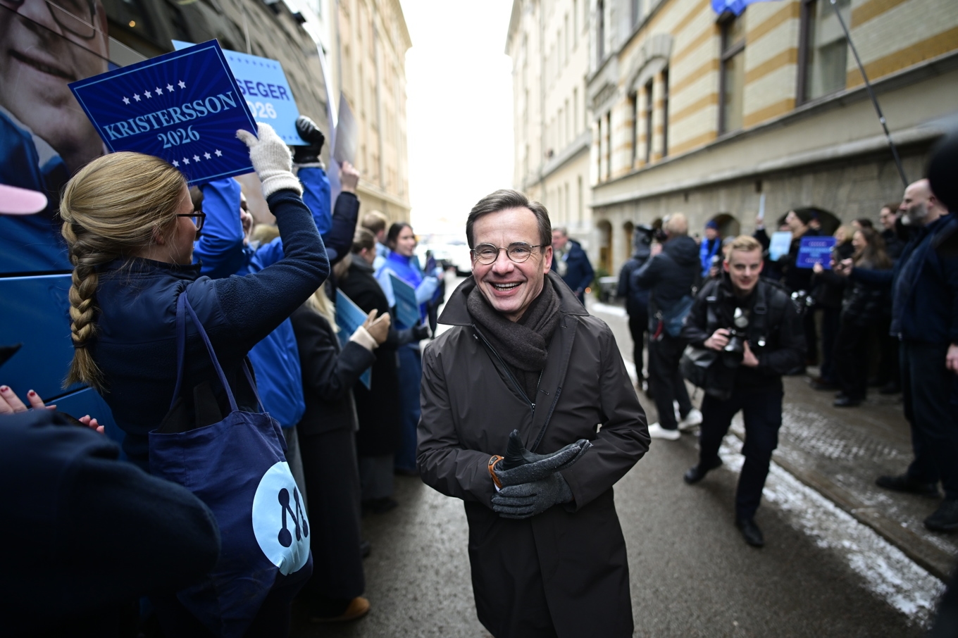 Moderaternas partiledare och statsminister Ulf Kristersson (M) är optimistisk inför valet men erkänner att partiet har en brant uppförsbacke. Foto: Magnus Lejhall/TT
