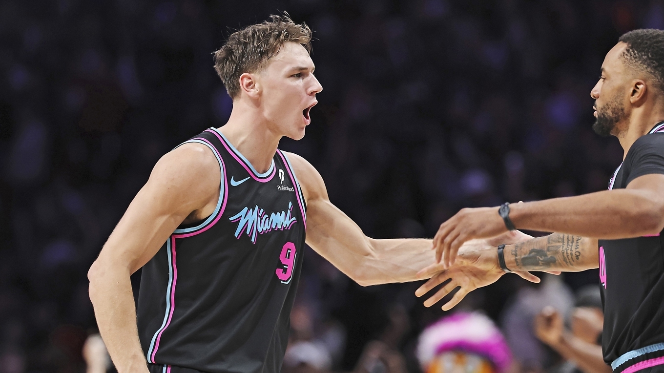 Svenske Pelle Larsson gör succé i världens bästa basketliga. Nackasonens framfart i Miami Heat väcker uppmärksamhet. Foto: Carmen Mandato/Getty Images