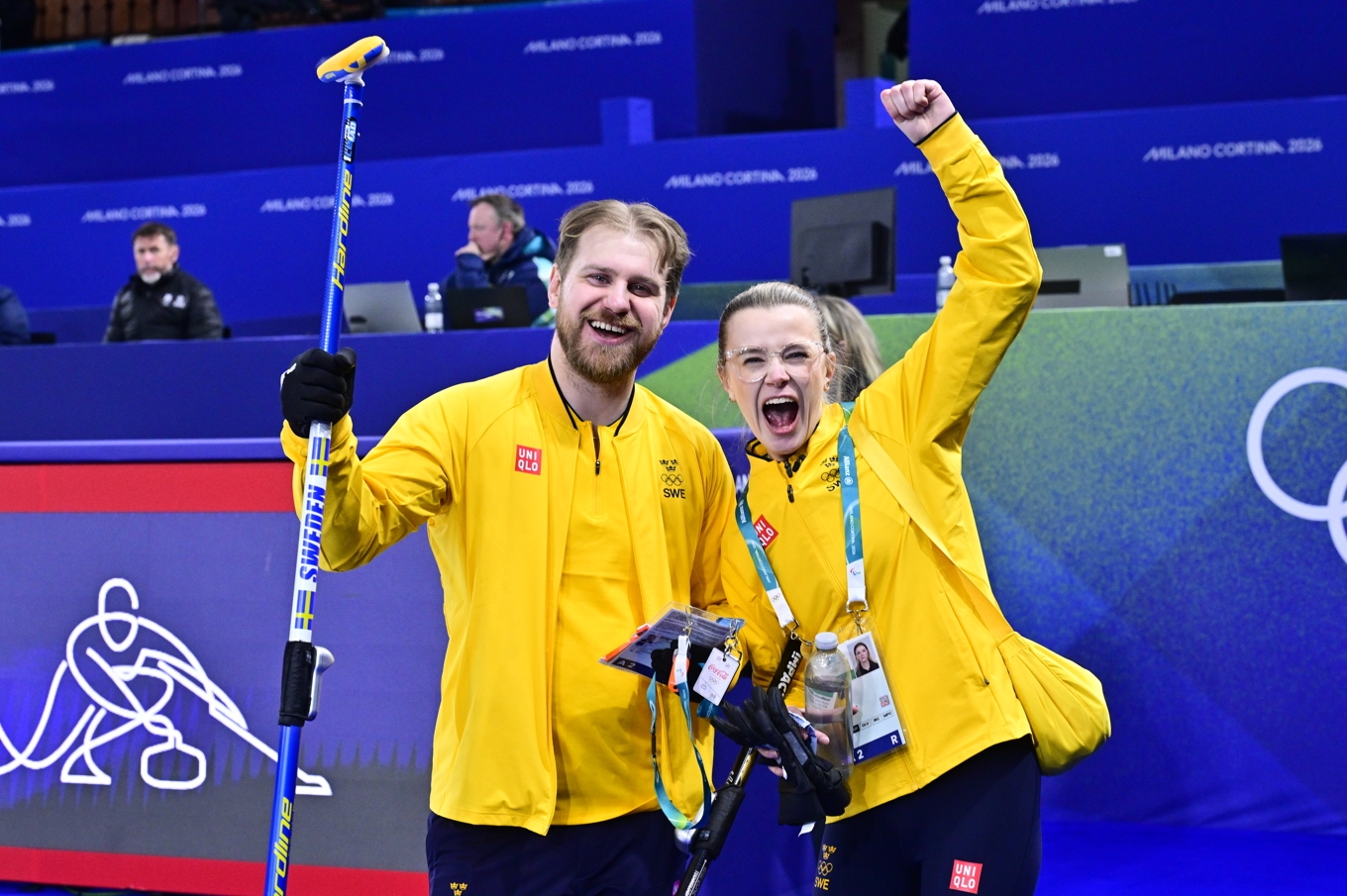 Sveriges Rasmus Wranå och Isabella Wranå spelar om OS-guldet mot USA. Foto: Jonas Ekströmer/TT