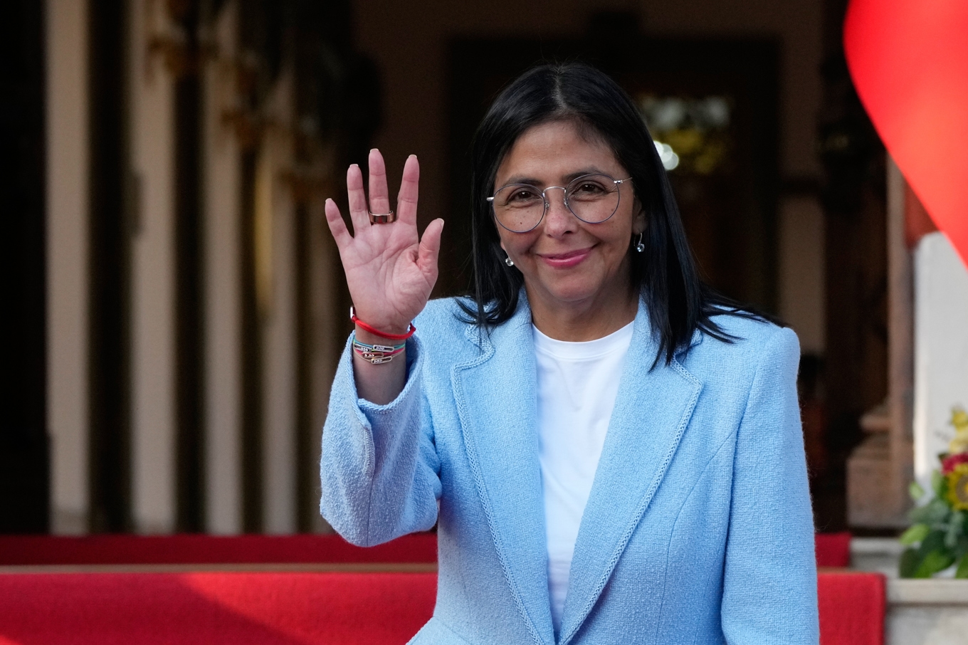 Venezuelas interimspresidenten Delcy Rodríguez, på bild från tidigare i veckan. Foto: Ariana Cubillos/AP/TT