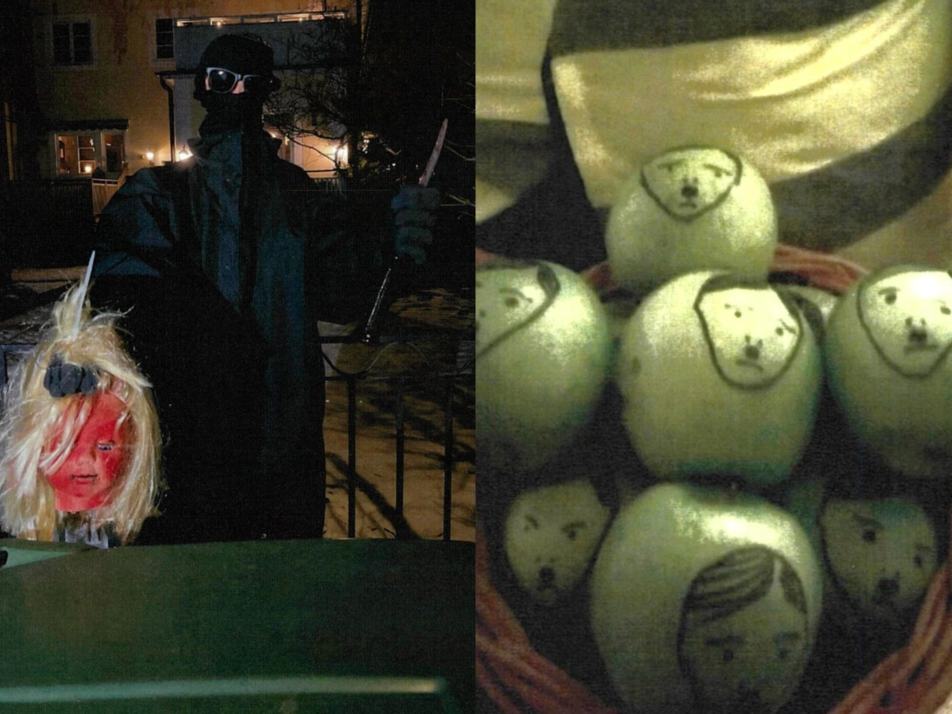 Bilder från de två aktionerna som publicerades i sociala medier. Bilderna kommer från polisens förundersökningsprotokoll. Foto: Polisen