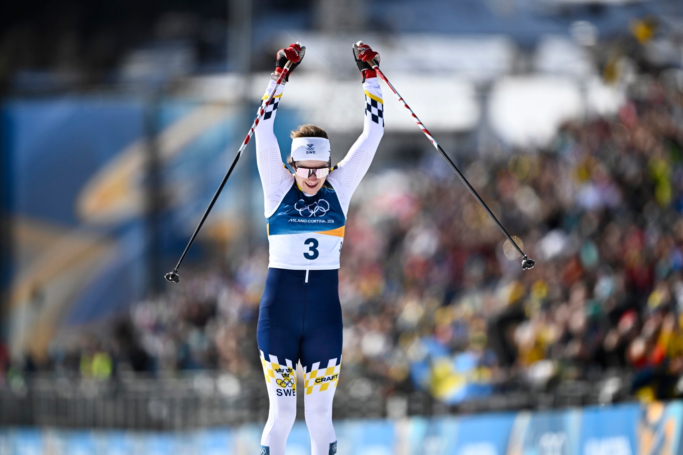 Ebba Andersson på väg mot guldet. Foto: Christine Olsson/TT