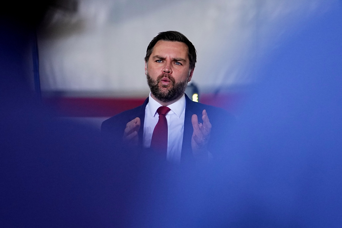 JD Vance i samband med ett tal i veckan. Foto: Matt Rourke/AP/TT