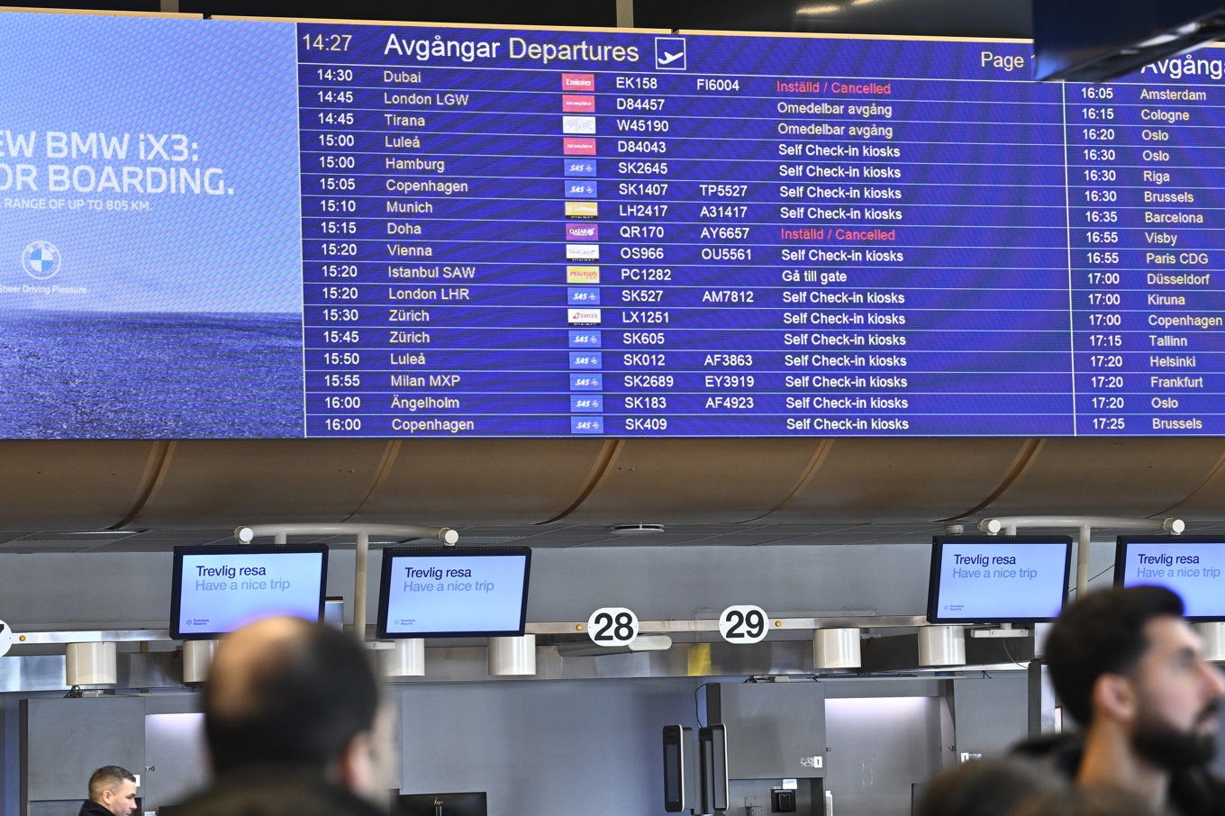 Många svenskar som befann sig i Mellanöstern, eller skulle ha mellanlandat där, blev fast när flygtrafiken ställdes in i samband med kriget i Iran. Arkivbild. Foto: Fredrik Sandberg/TT