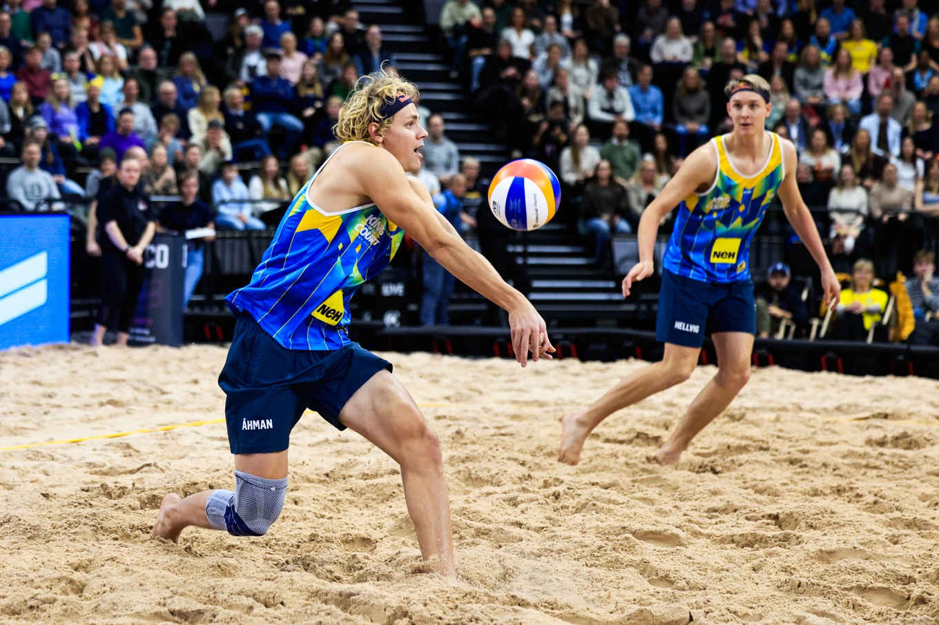 Sveriges David Åhman och Jonatan Hellvig är vidare till slutspel i Brasilien. Bild från en tidigare turnering i januari. Foto: Stefan Jerrevång/TT