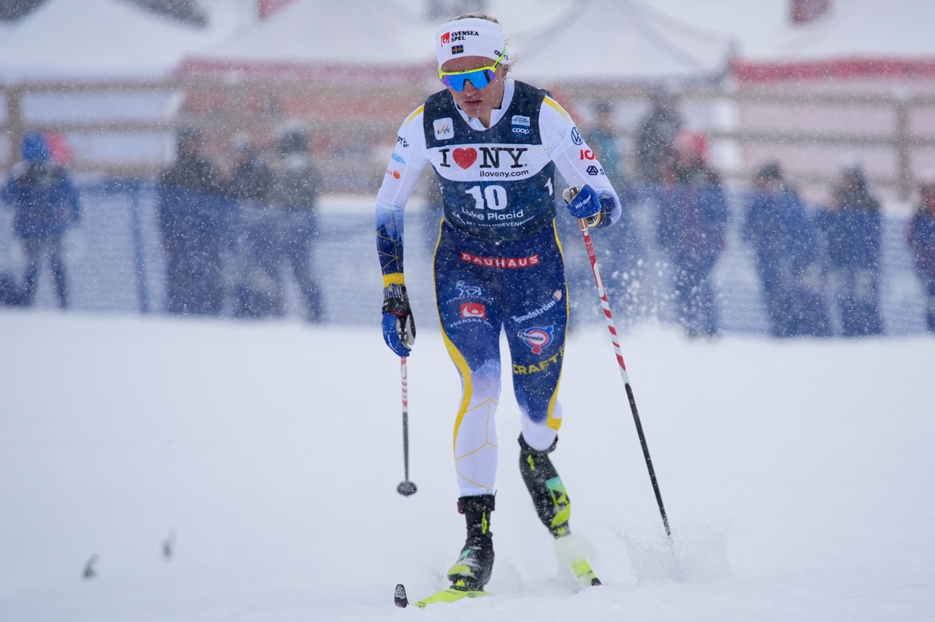 Linn Svahn vann 10-kilometersloppet i Lake Placid, USA. Foto: Robert F. Bukaty/AP/TT