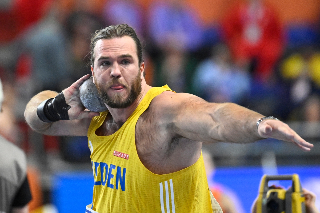 Wictor Petersson slutade femma i kulstötningsfinalen på inomhus-VM. Foto: Fredrik Sandberg/TT