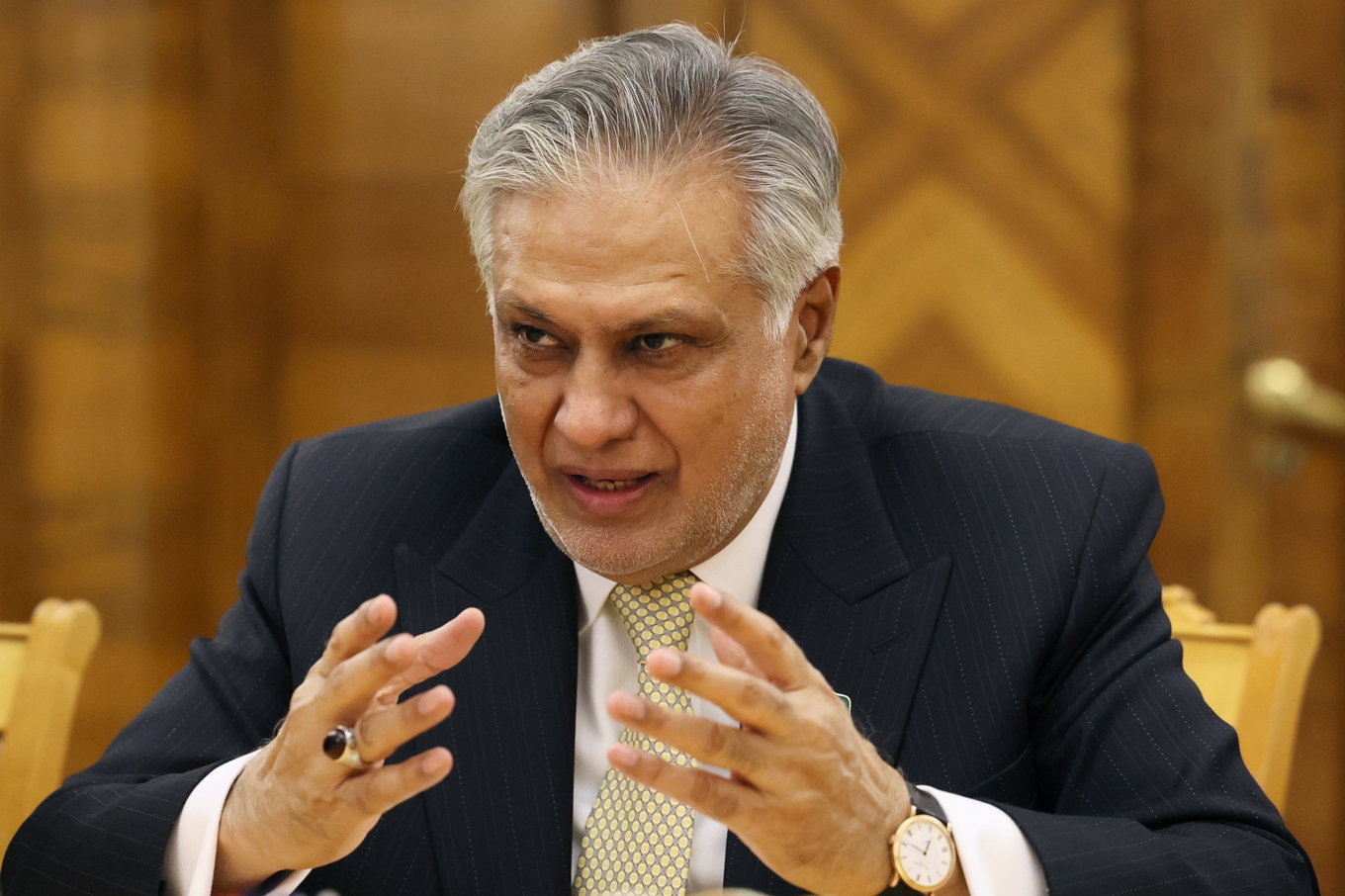Pakistans utrikesminister Ishaq Dar. Arkivbild. Foto: Shamil Zhumatov AP/TT