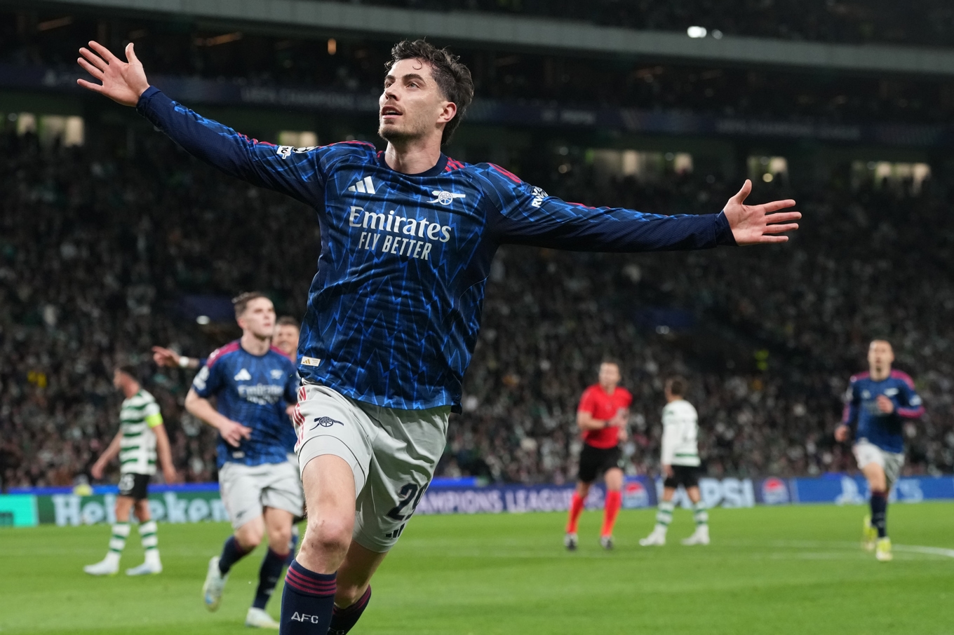 Arsenals Kai Havertz avgjorde sent borta mot Sporting. Foto: Armando Franca/AP/TT