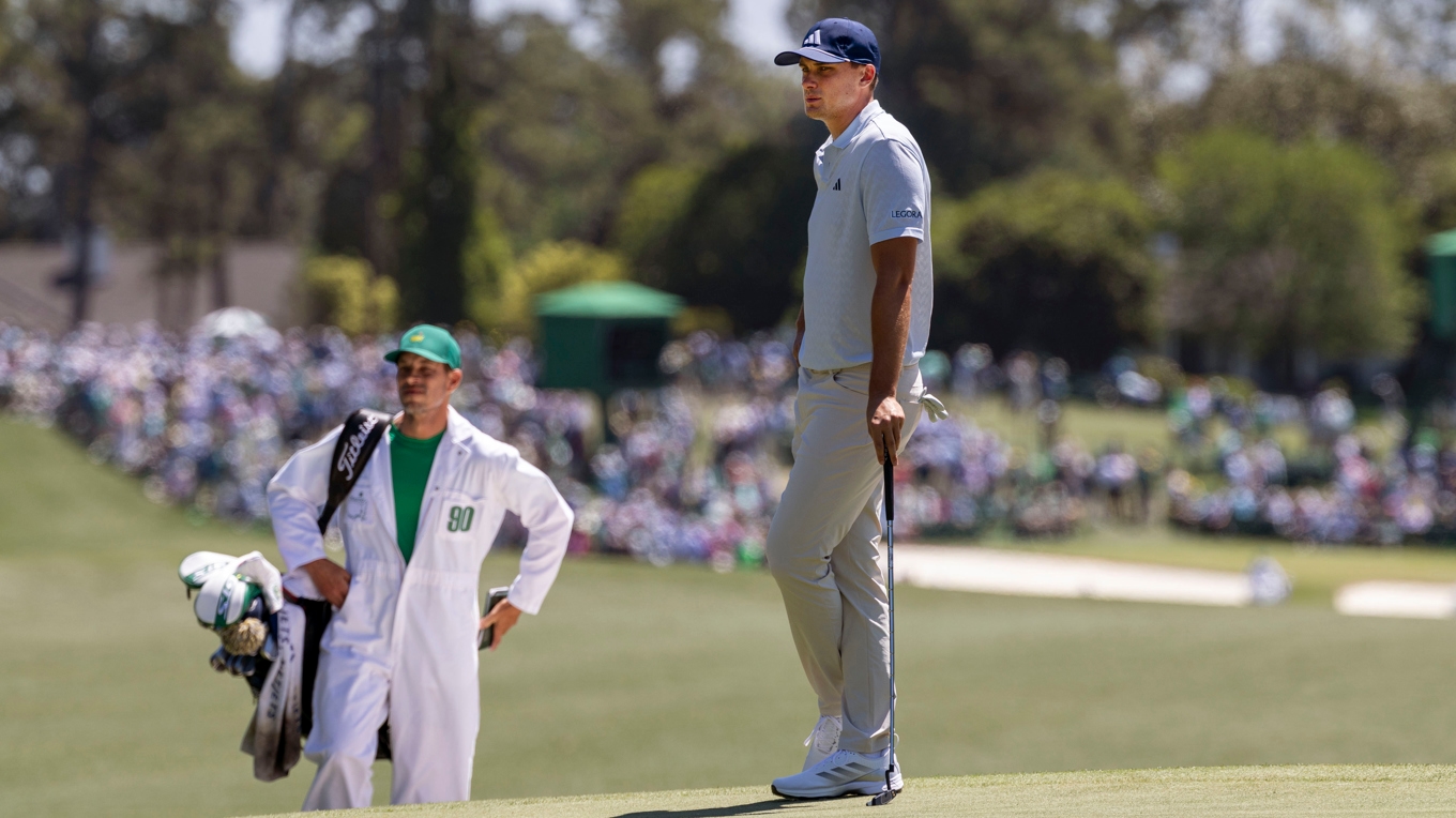 Ludvig Åberg började bra, men tappade sedan under första rundan i Masters. Foto: Christer Höglund/TT