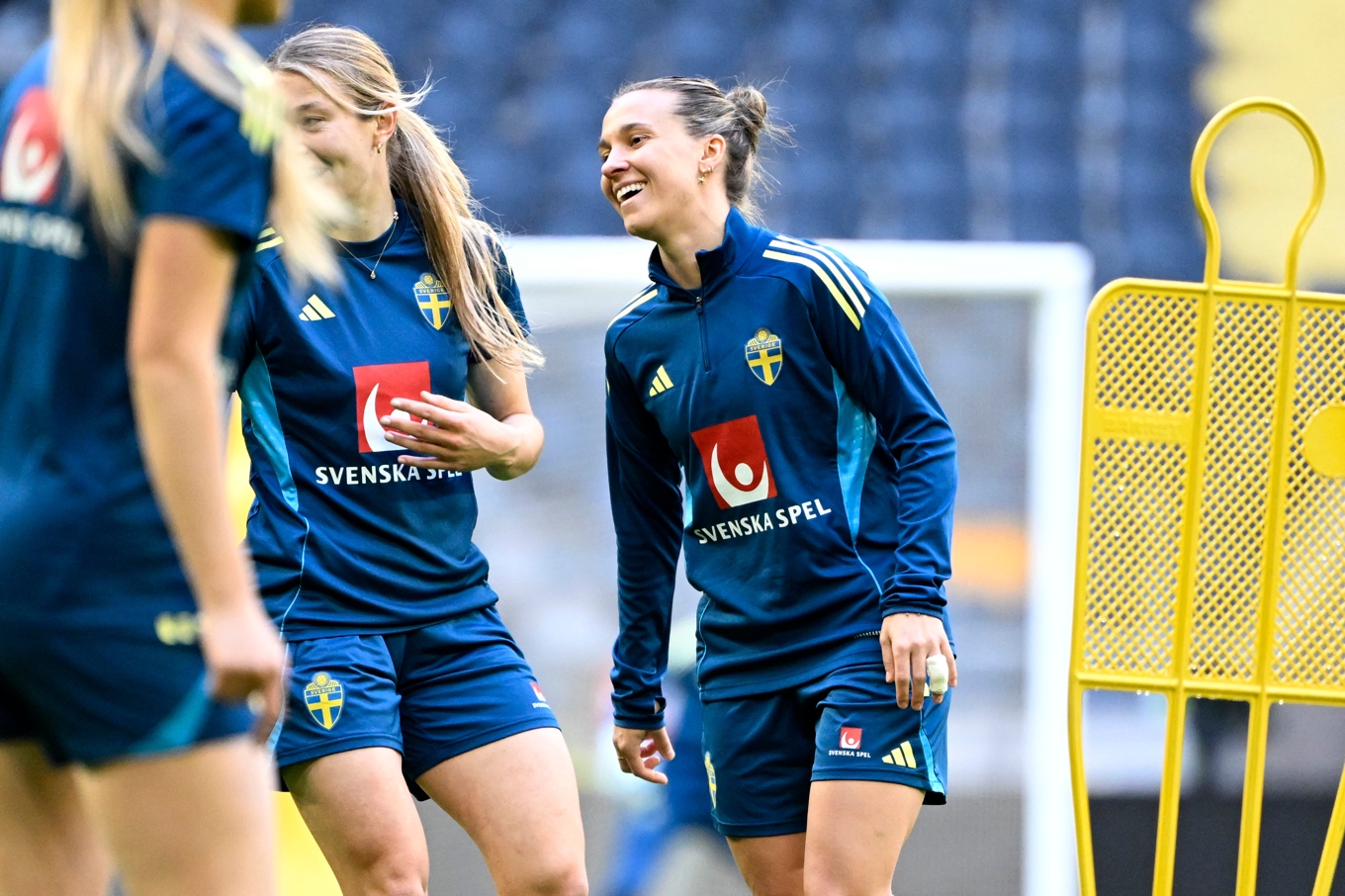 Manchester United-mittfältaren Julia Zigiotti Olme under fredagens träning på Strawberry arena i Solna. Foto: Jessica Gow/TT