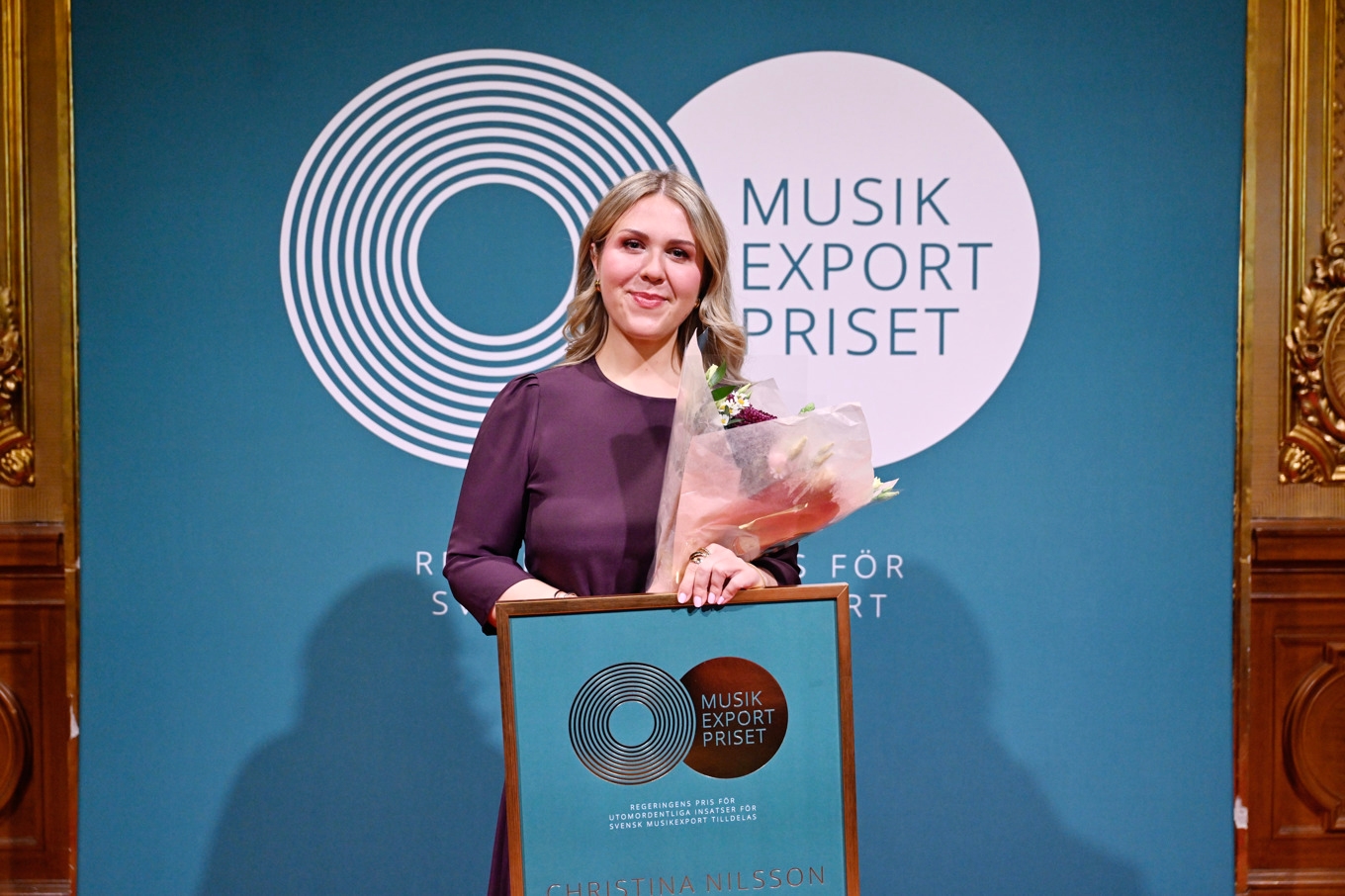 Operasångerskan Christina Nilsson mottar regeringens musikexportpris på Kungliga Operan i Stockholm. Foto: Pontus Lundahl/TT