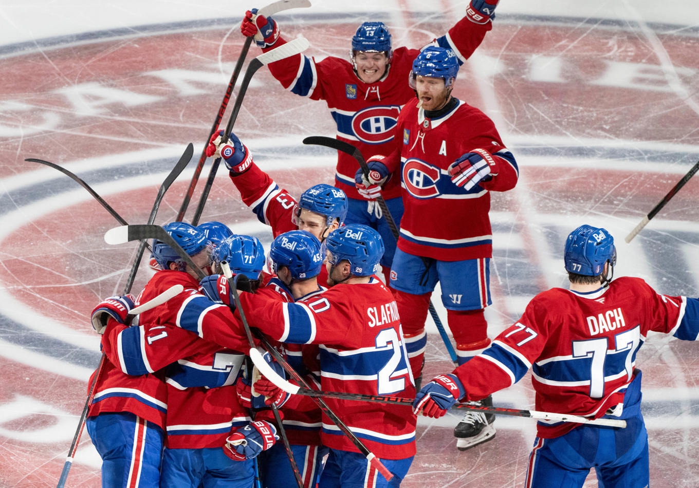 Glädje när Montreal satte det avgörande målet. Foto: Christinne Muschi /The Canadian Press via AP/TT