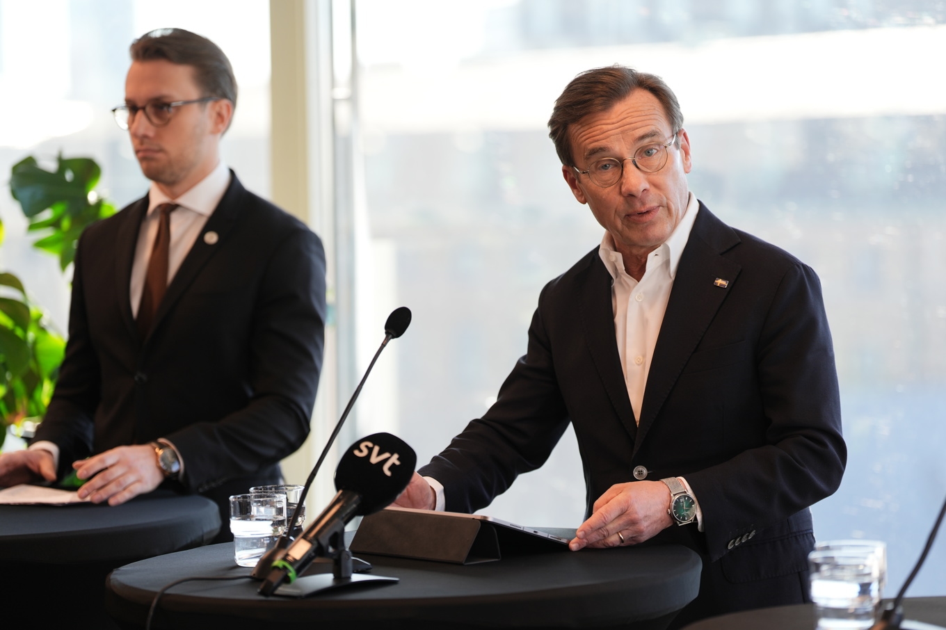 Staten skjuter till 7,6 miljarder kronor till Västlänken, meddelar statsminister Ulf Kristersson (M) på en pressträff i Göteborg. Foto: Björn Larsson Rosvall/TT