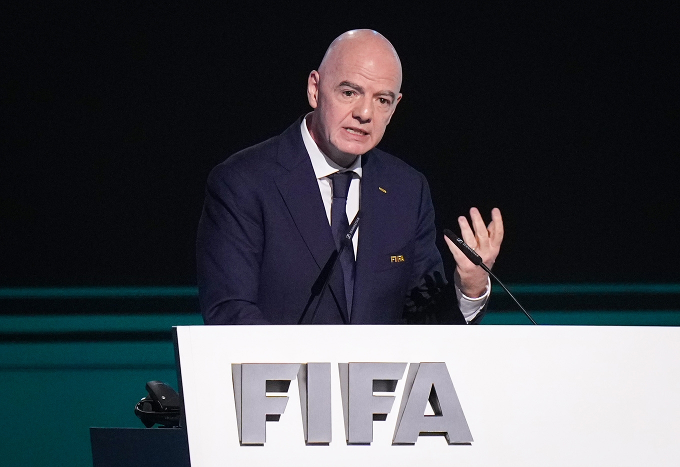 Gianni Infantino under kongressen i Vancouver. Foto: Darryl Dyck/AP/TT