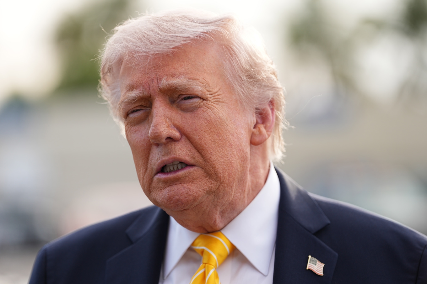USA:s president Donald Trump på lördagen. Foto: Matt Rourke/AP/TT