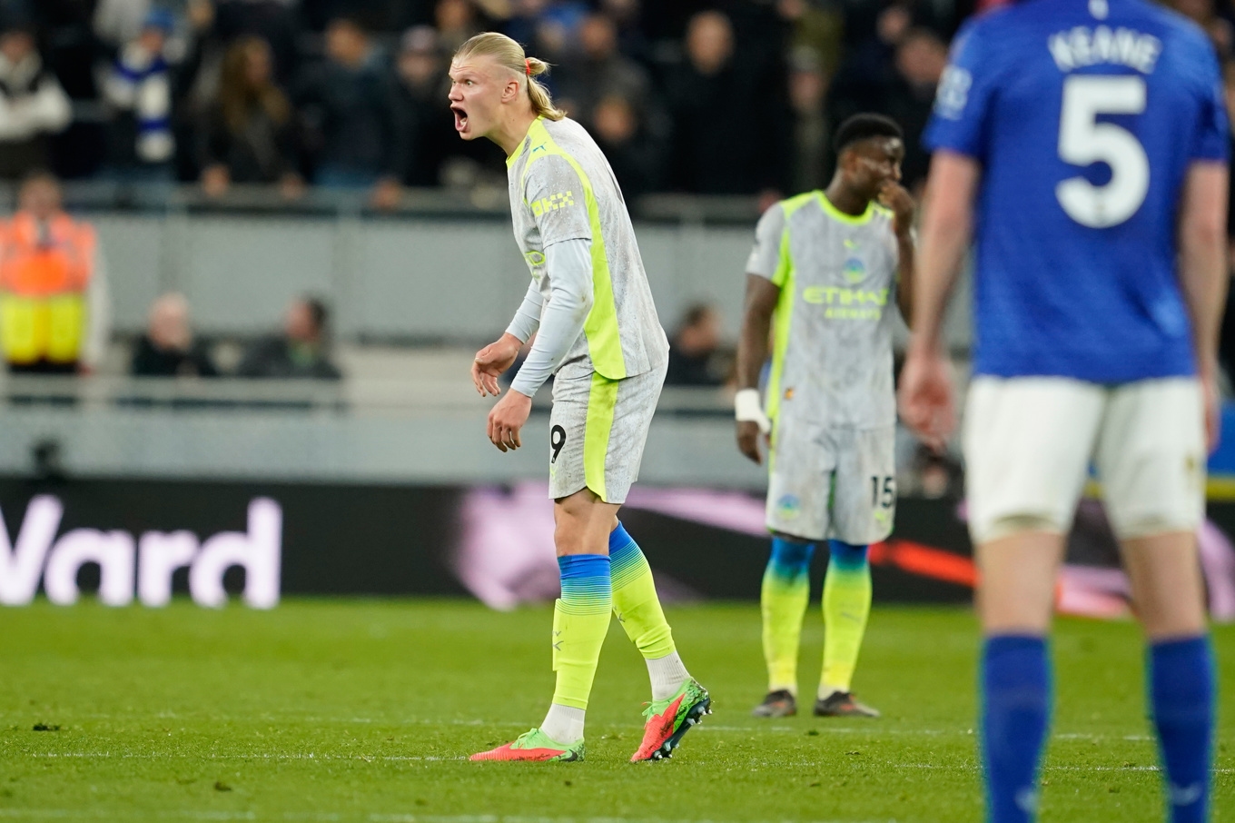 Norrmannen Erling Braut Haaland nätade för Manchester City, men det blev bara 3–3 borta mot Everton. Foto: Dave Thompson/AP/TT