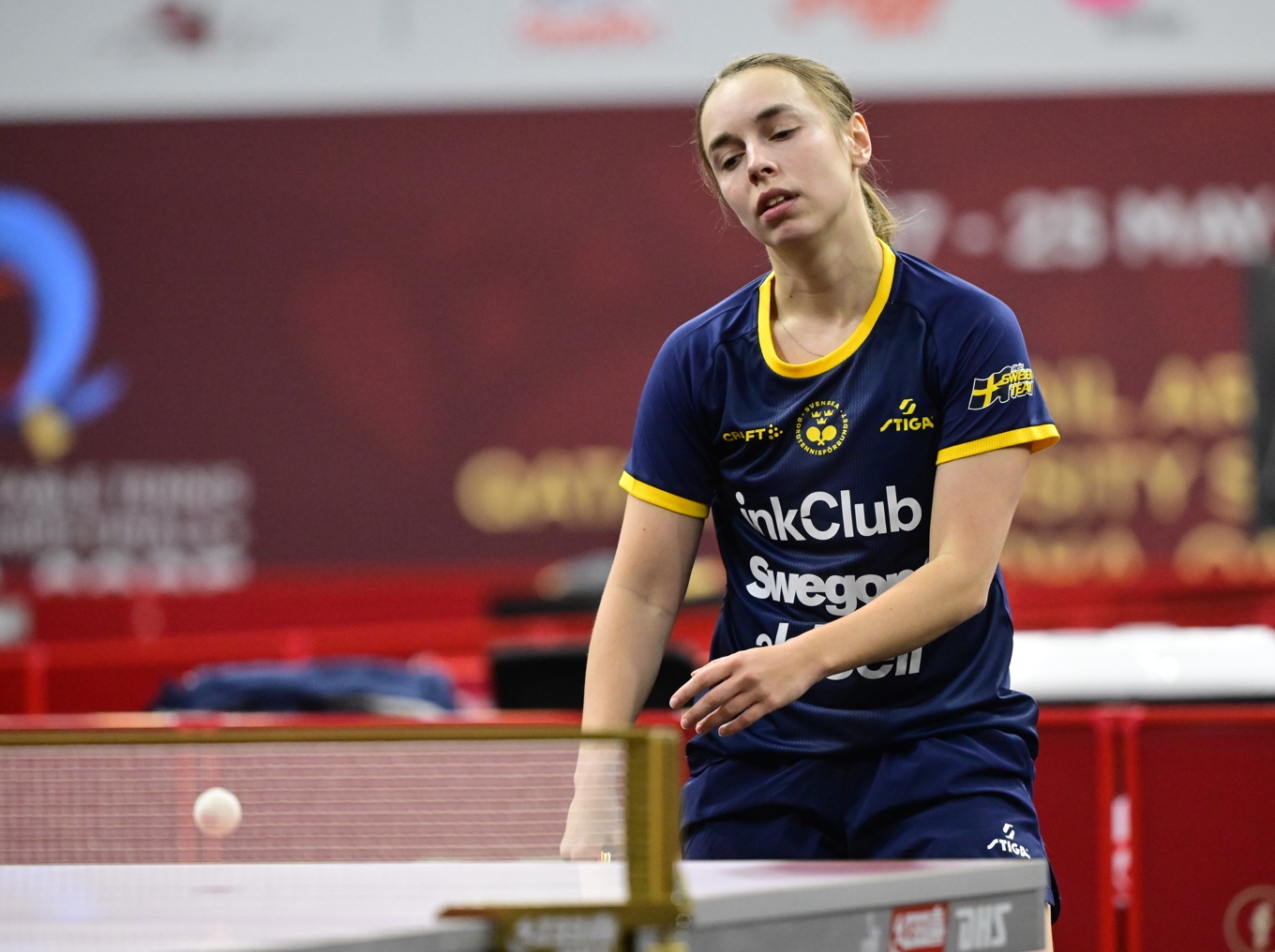 Linda Bergström var chanslös i sin match mot världsettan Sun Yingsha, när Sverige på onsdagen åkte ur lag-VM i bordtennis i åttondelsfinalen mot Kina. Arkivbild. Foto: Jonas Ekströmer/TT