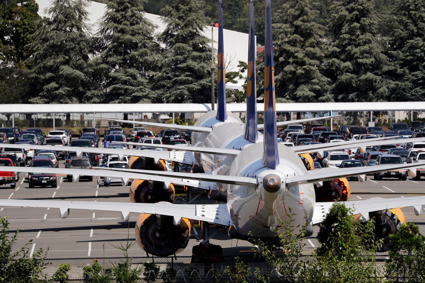 Tre 737 Max med flygförbud 2019. Foto: Elaine Thompson/AP/TT