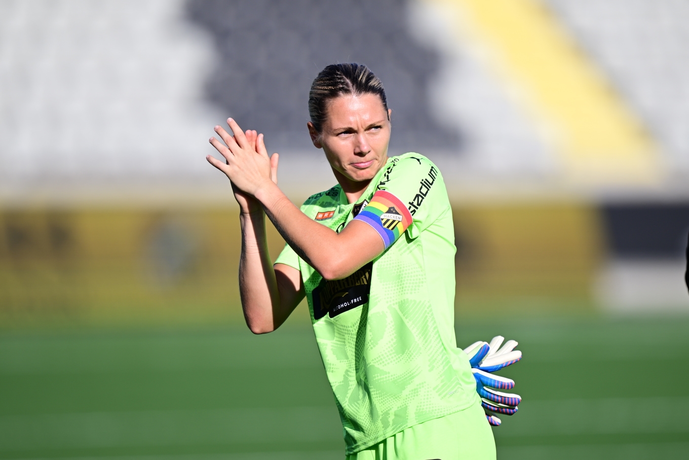 Jennifer Falk under en damallsvensk match med Häcken i fjol. Foto: Hanna Brunlöf/TT