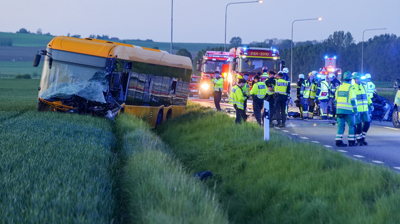 Olyckan inträffade på riksväg 17 utanför Landskrona. Foto: Mikael Nilsson/TT
