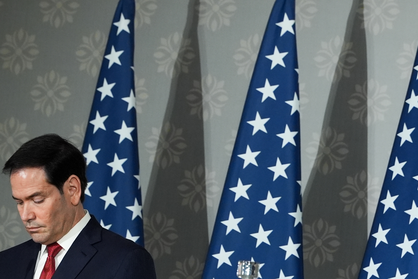 USA:s utrikesminister Marco Rubio i helgen. Foto: Julia Demaree Nikhinson/AP/TT