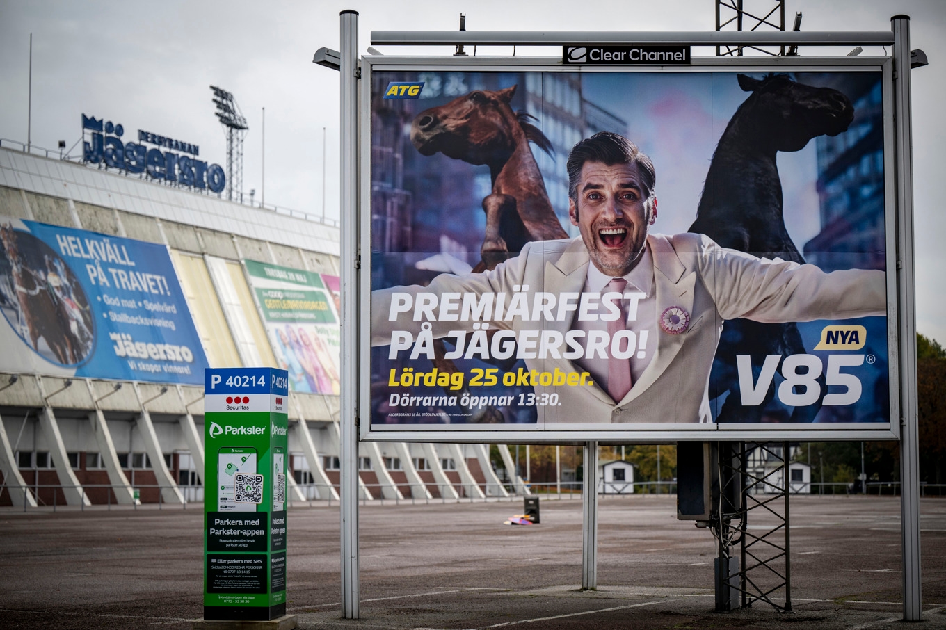 Reklam för ATG:s spel V85 inför premiären hösten 2025. Arkivbild. Foto: Johan Nilsson/TT