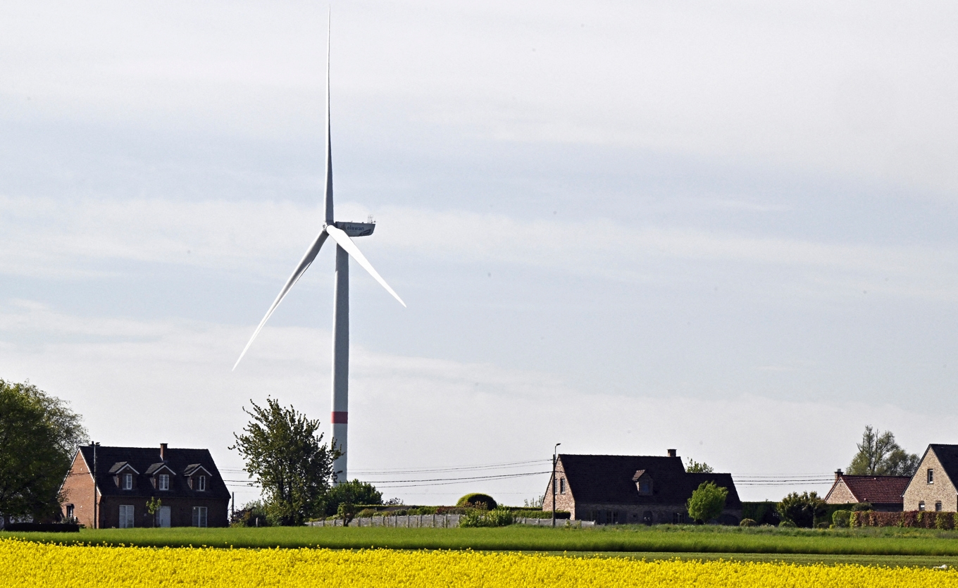 Vindkraftverk i belgiska Hannut. Foto: ERIC LALMAND/BELGA MAG/Belga/AFP