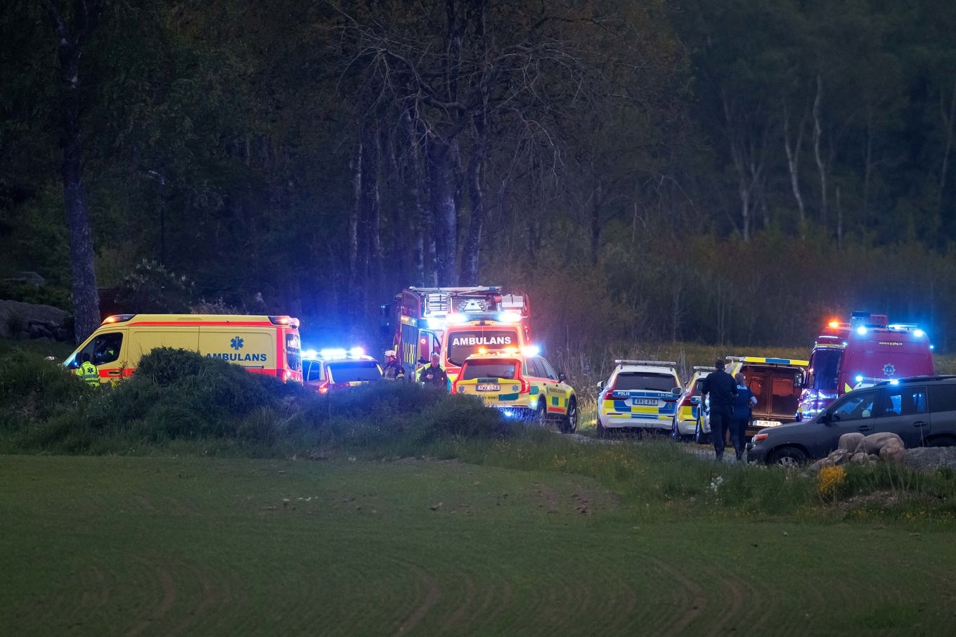 En man har gripits en bit från den misstänkta brottsplatsen. Foto: Linus Olsson/TT