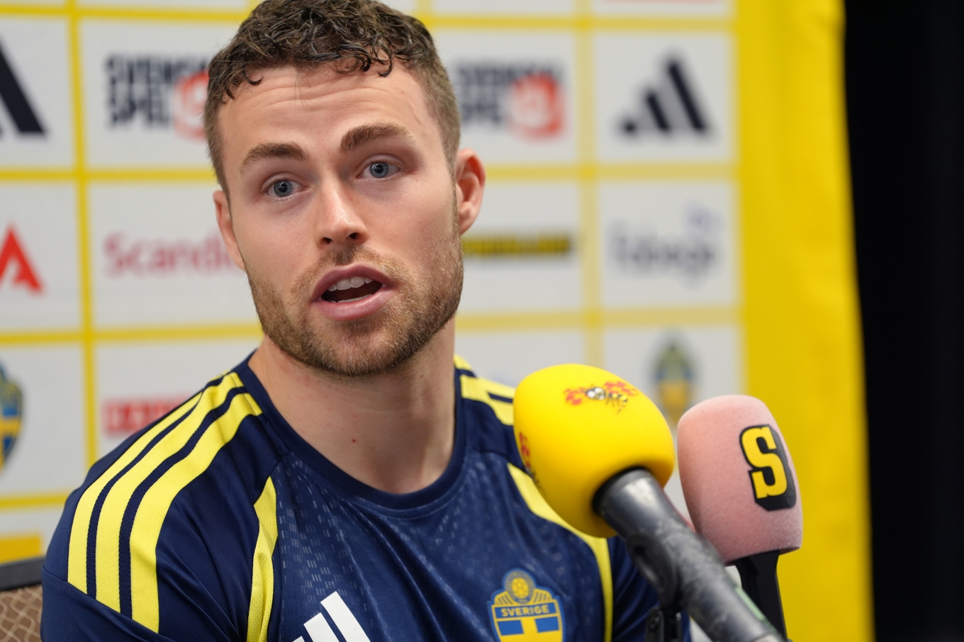 Gabriel Gudmundsson tränar inte med Sverige på tisdagen. Foto: Björn Larsson Rosvall/TT