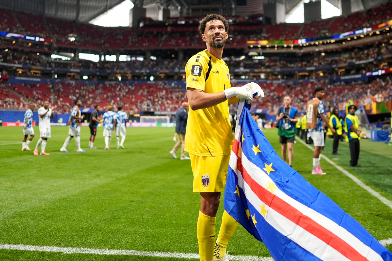 Kap Verdes målvaktshjälte Josimar Diaz Vozinha efter 0–0-matchen mot Spanien. Foto: Mike Stewart /AP/TT