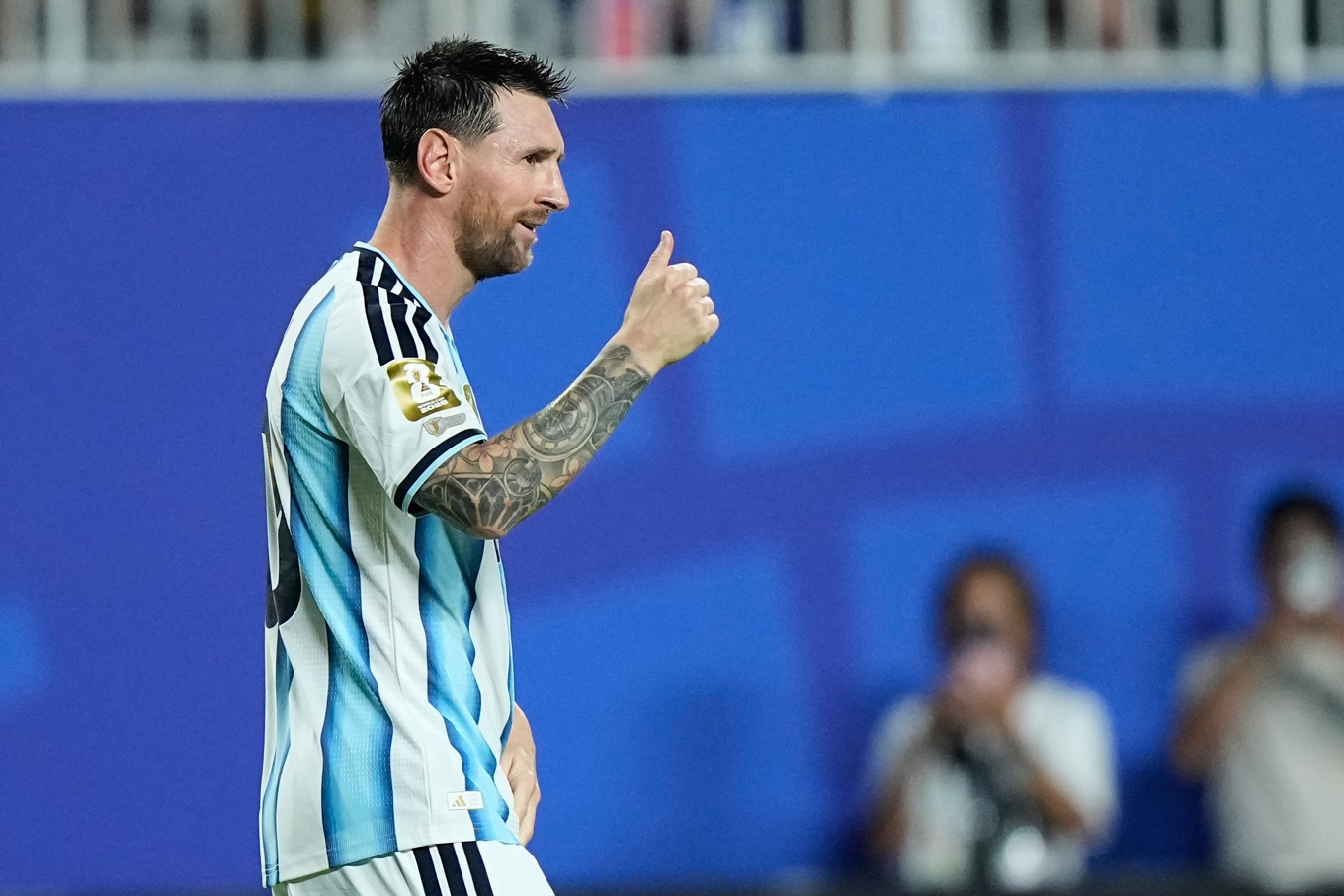 Argentinas Lionel Messi är nu tidernas skyttekung i VM med 16 mål. Foto: Charlie Riedel /AP/TT